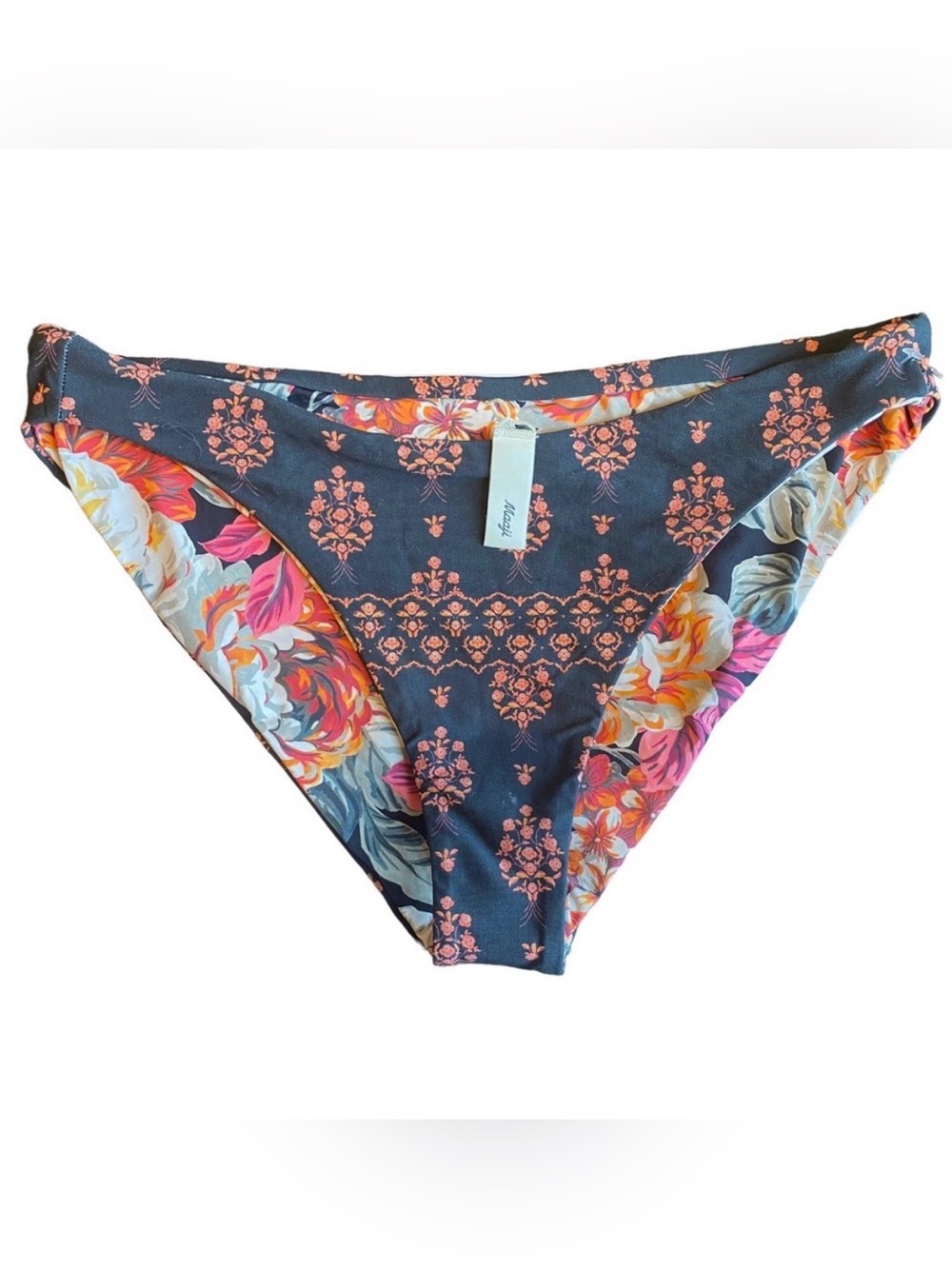 Maaji Reversible Floral Bikini Bottoms in black & Coral